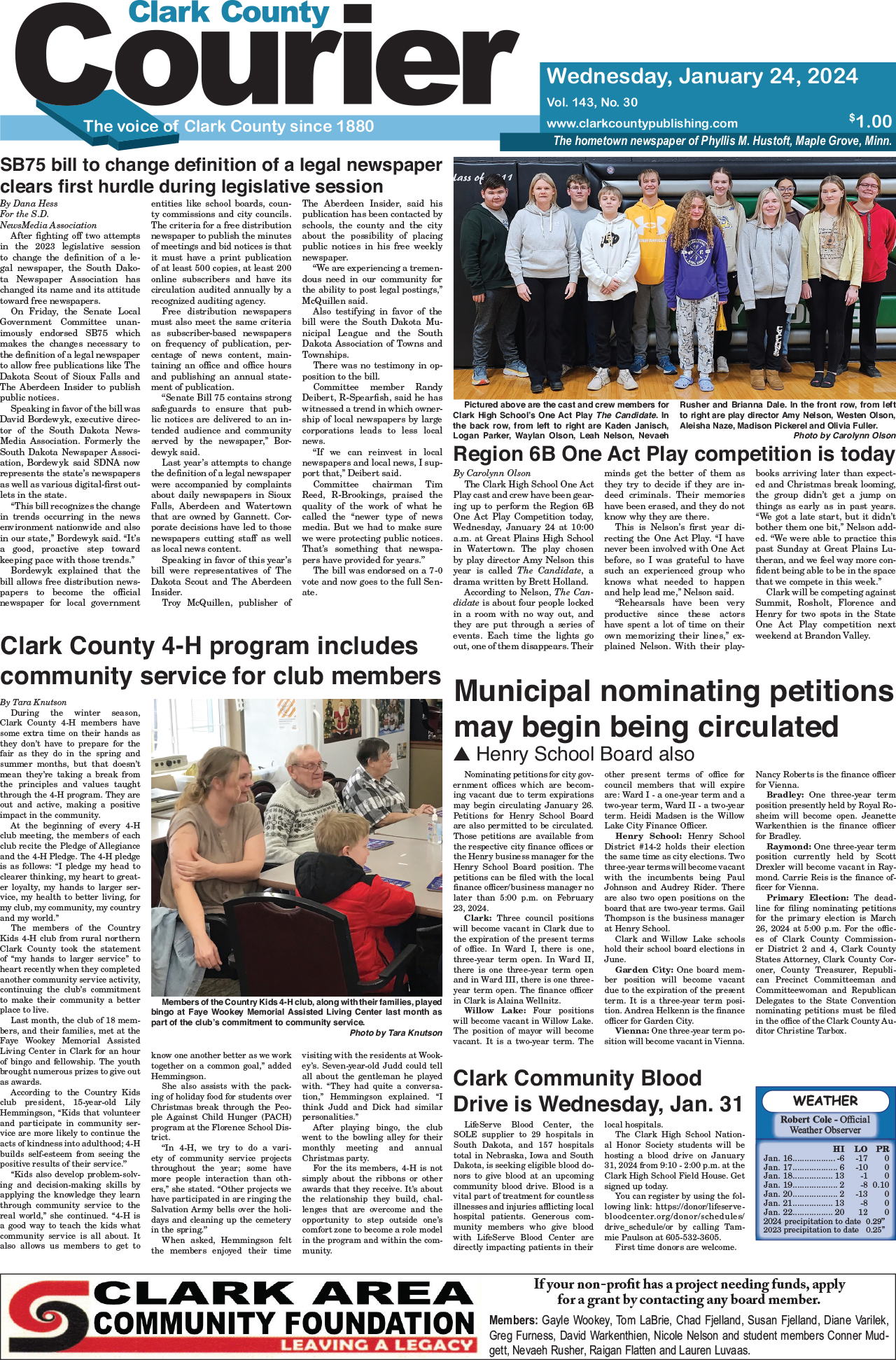 1-24-24 Clark County Courier front page