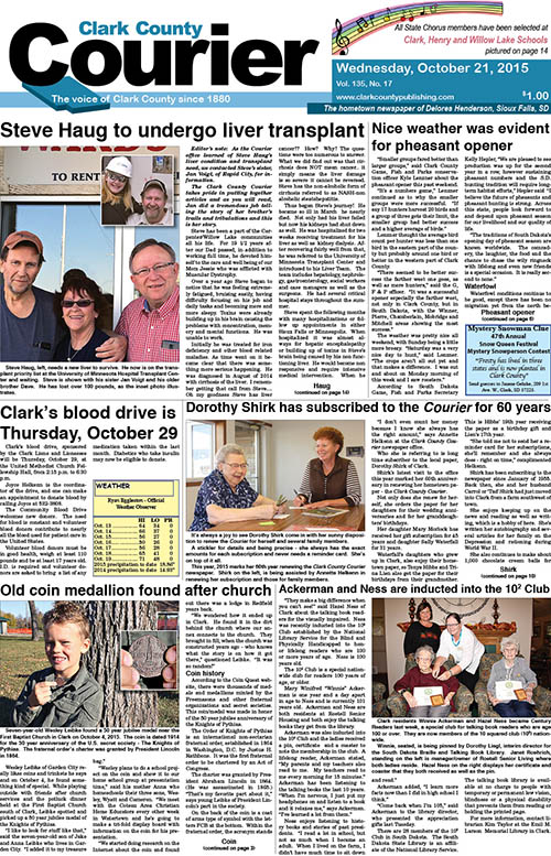 10-21 Clark Courier front page