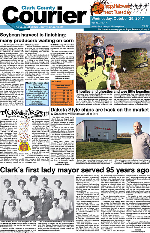 2017-10-25 Courier front page – Clark County Courier | Clark, SD