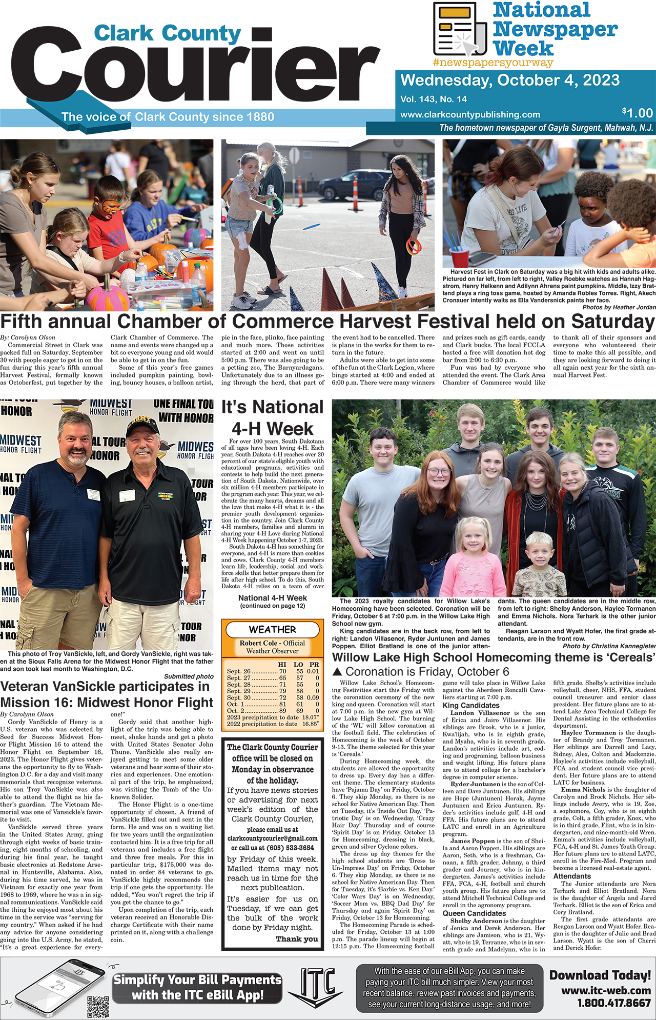 10-4-23 Clark County Courier front page