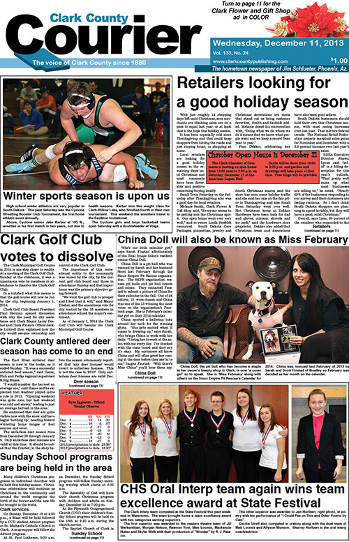 12-11 Clark Courier front page