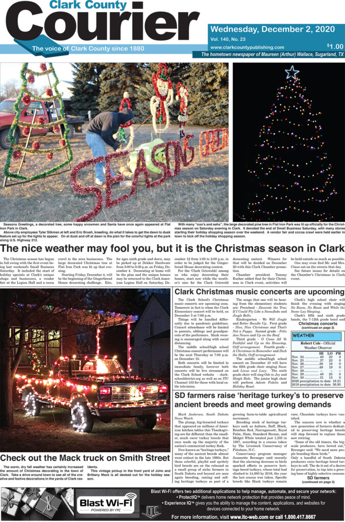 12-2 Clark Courier front page