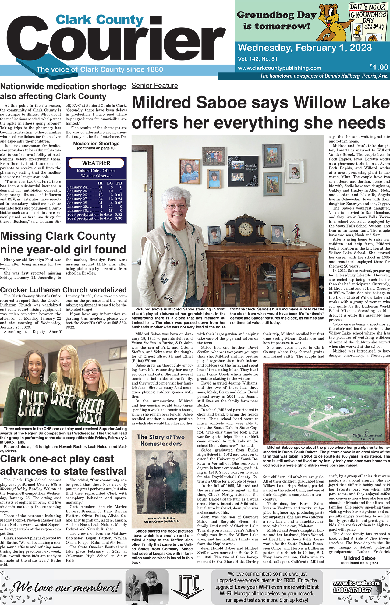 2-1-23 Clark County Courier front