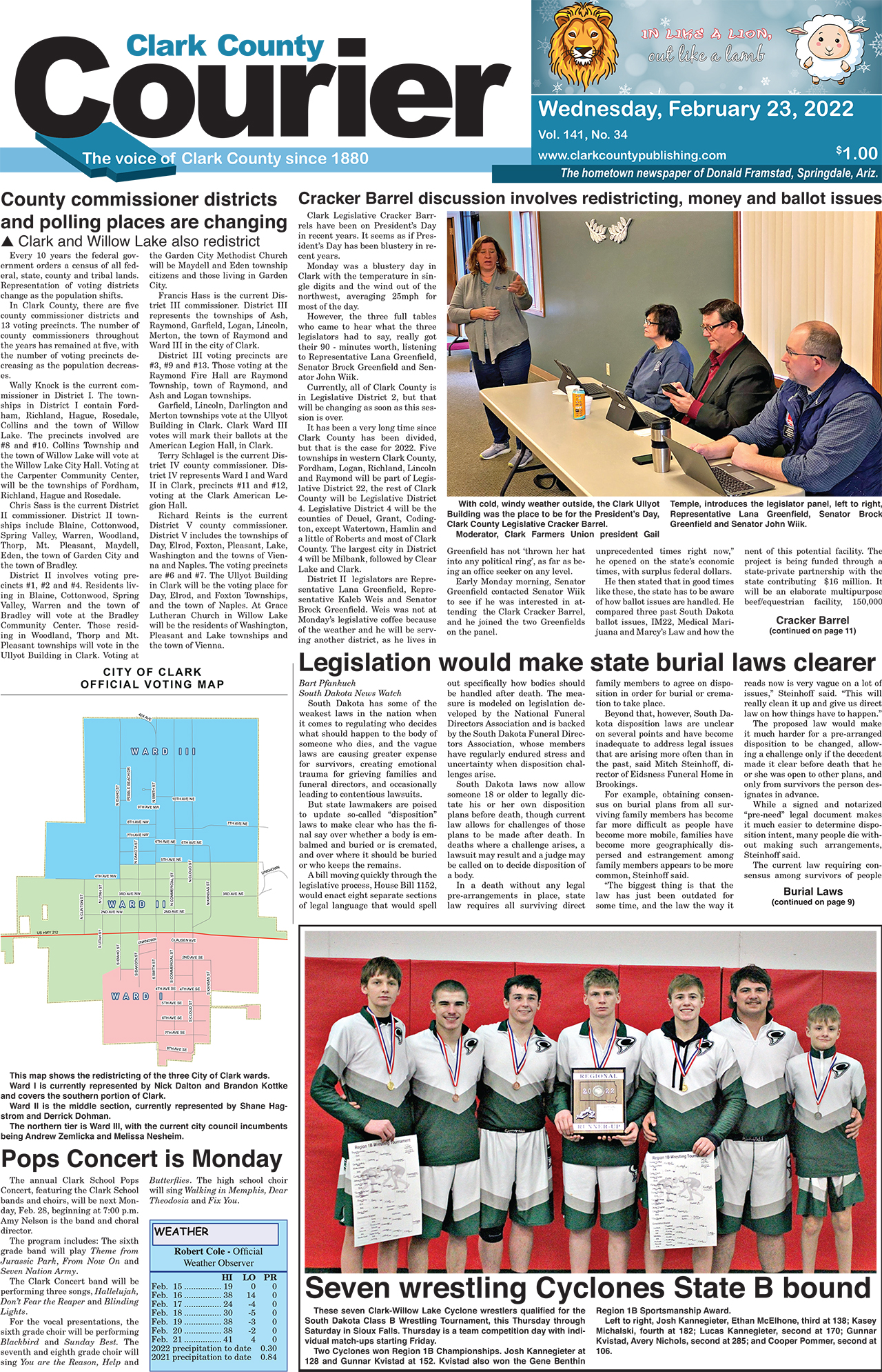 2-23-22 Courier front page