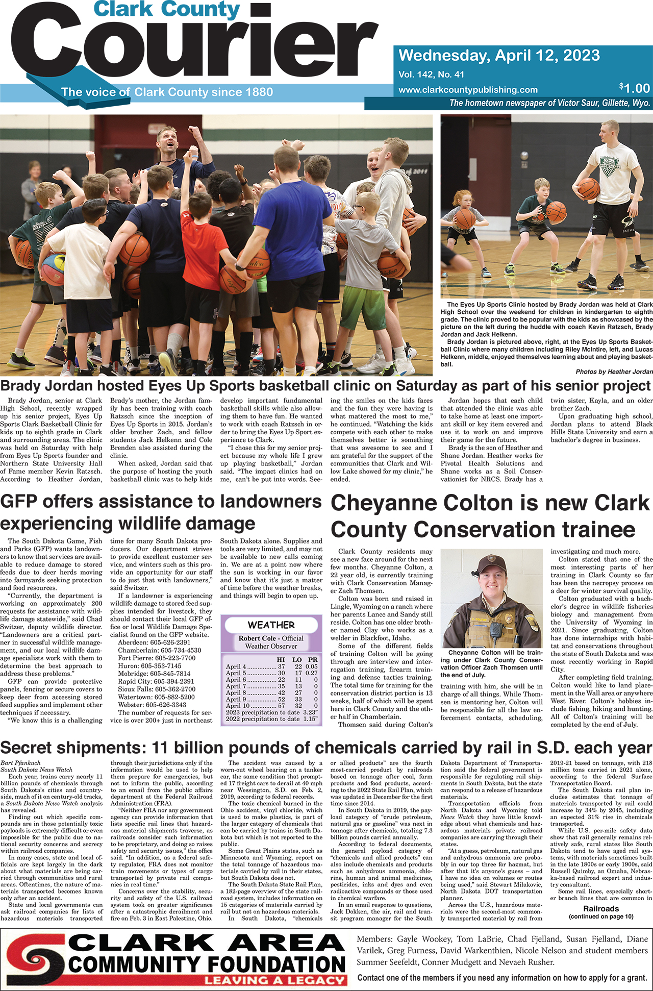 4-12-23 Clark Courier front page