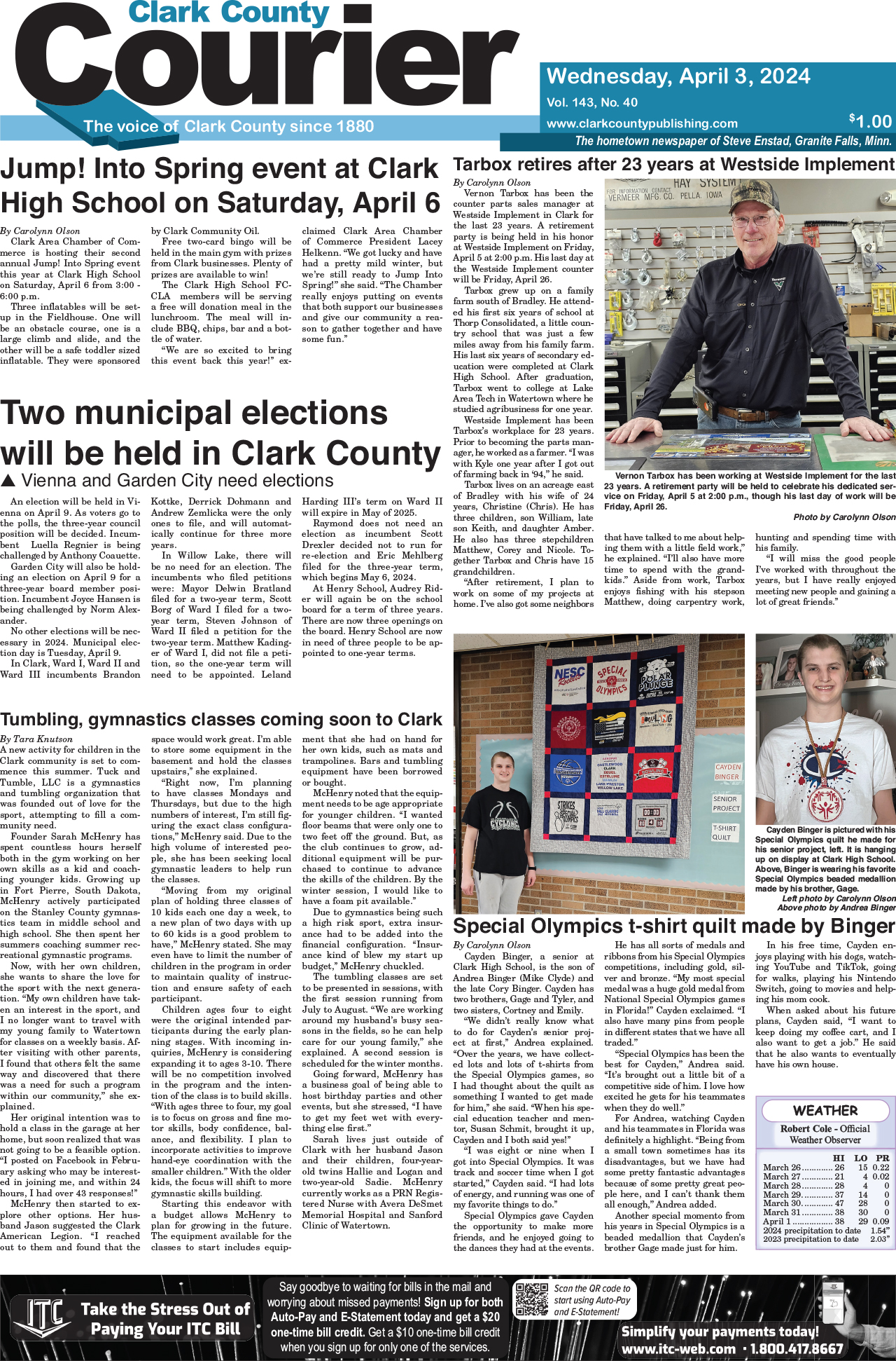 4-3-24 Clark County Courier front page