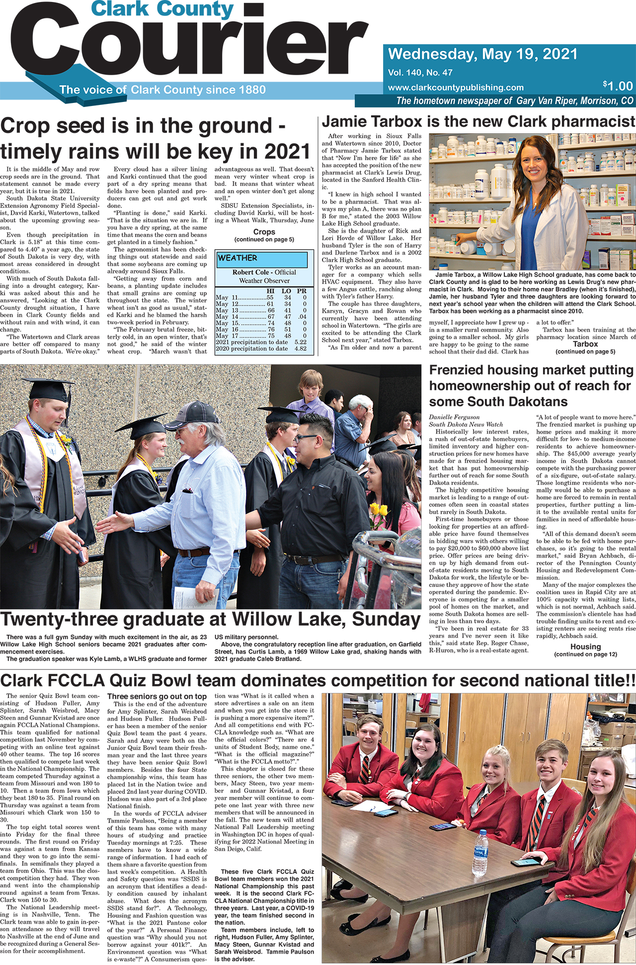 5-19 Clark Courier front page