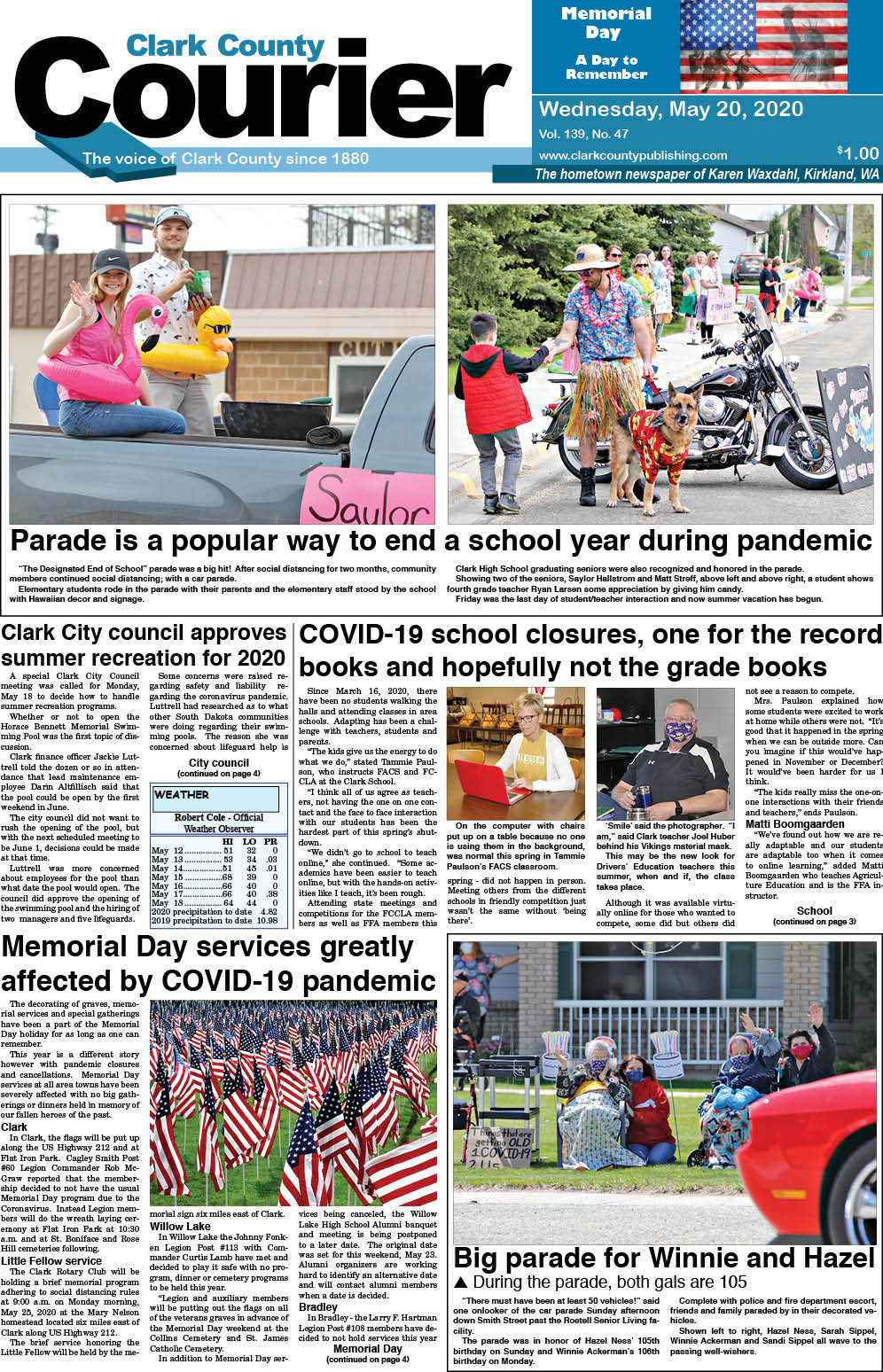 5-20 Clark Courier front page