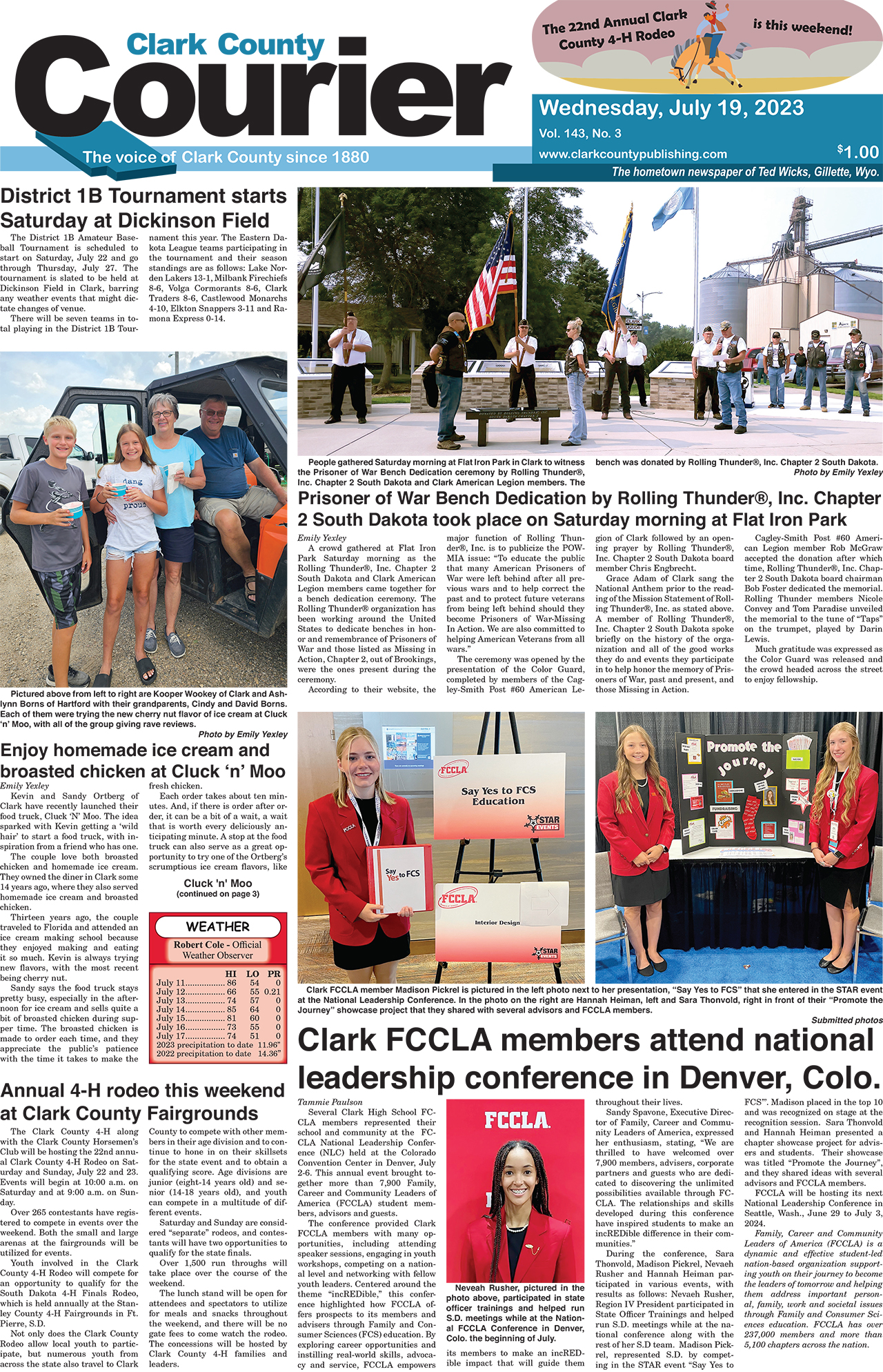 7-19-23 Clark County Courier front page