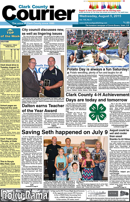 8-5 Clark Courier front page