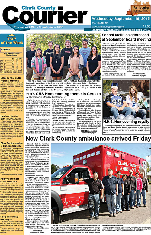 9-16 Clark Courier front page