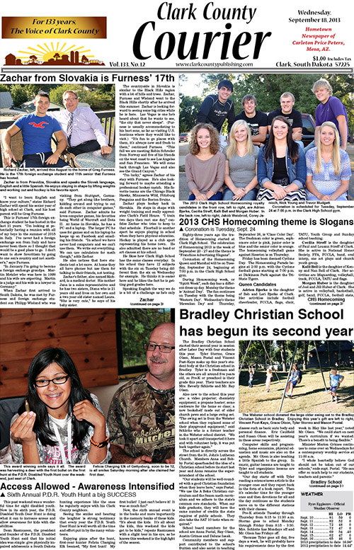 9-18 Clark Courier front page