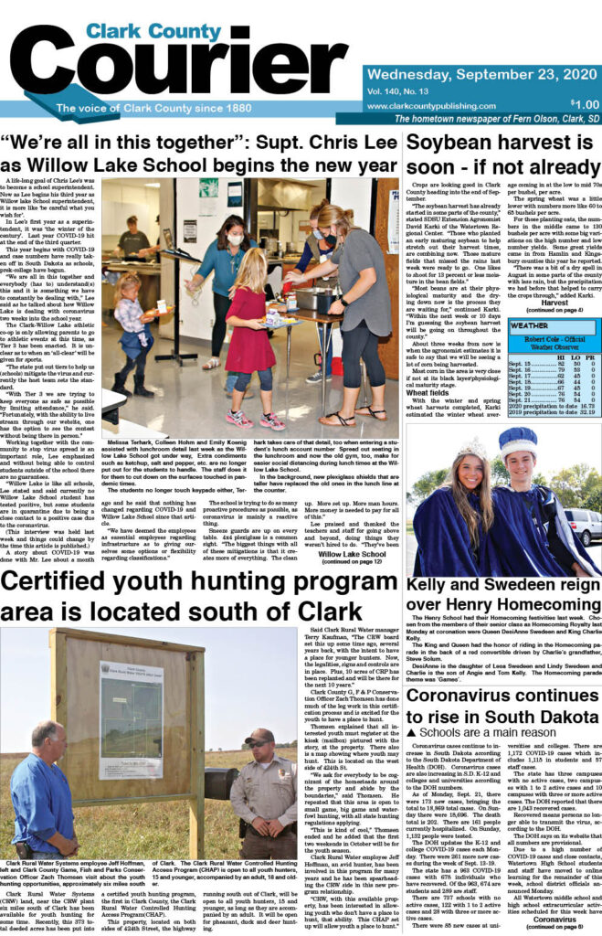 9-23 Clark Courier front page