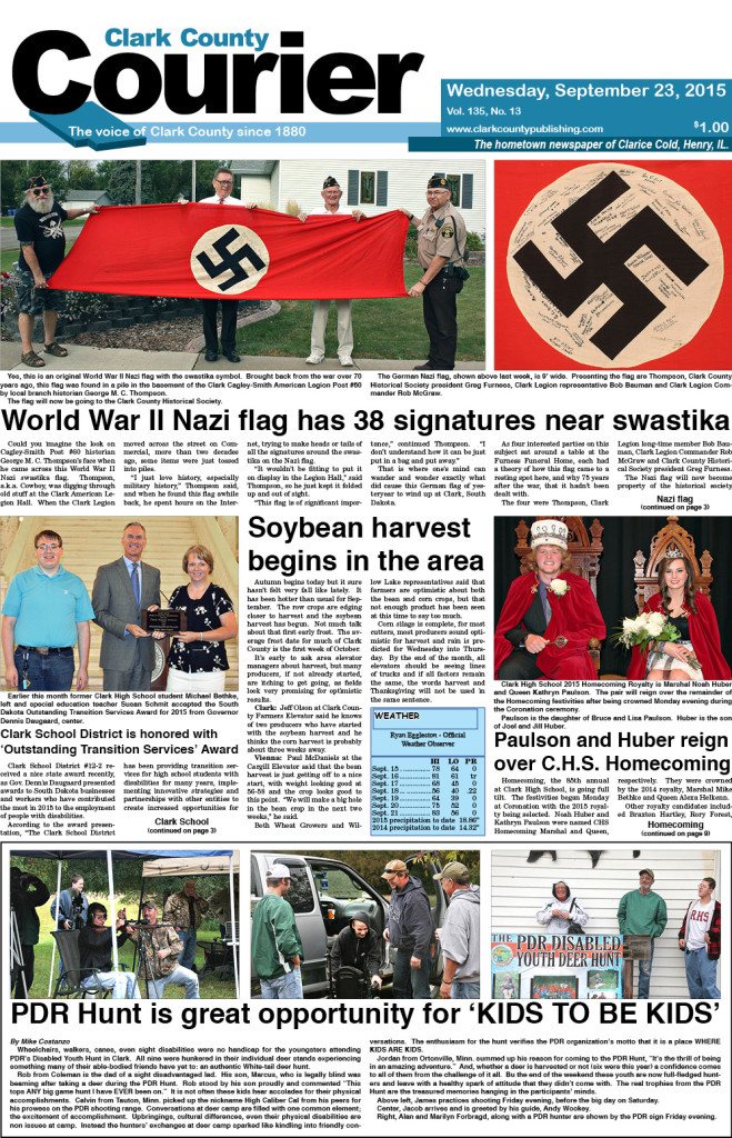 9-23 Clark Courier front page