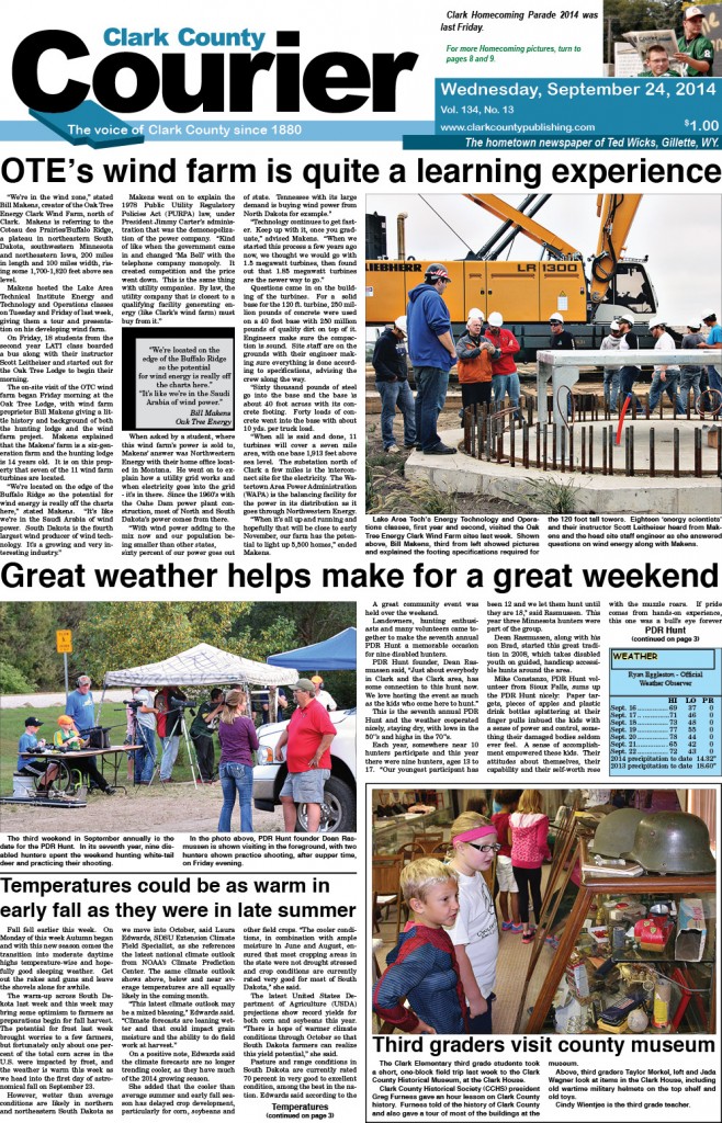 9-24 Clark Courier front page