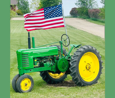 tractor with flag