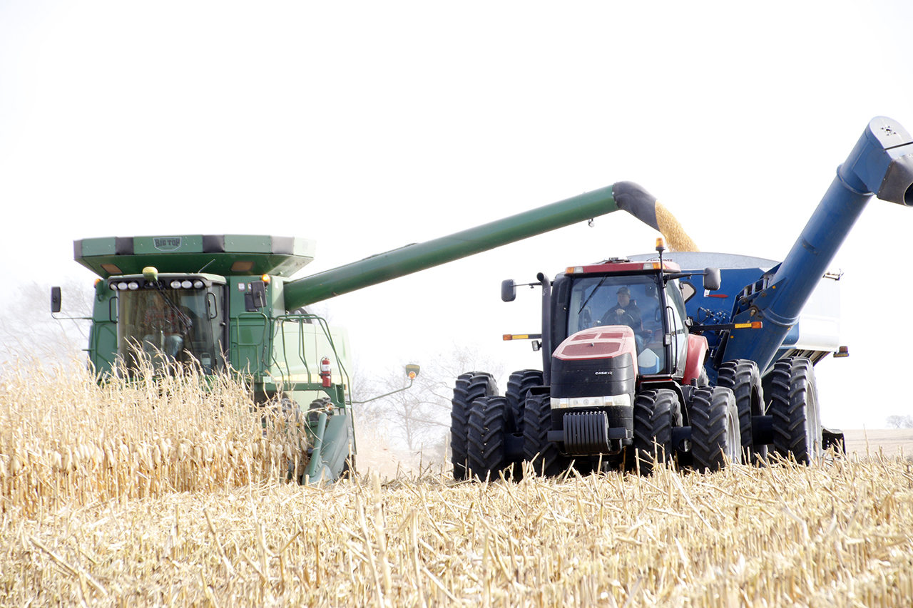 Tractors harvesting