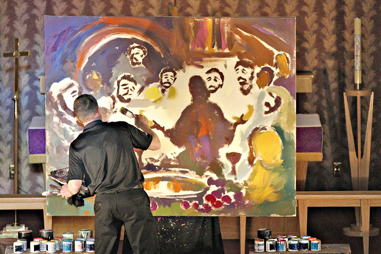 Pastor artist paints murals