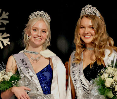 Junior Snow Queen Zoey Helkenn, left, and Senior Snow Queen Avery Miles, right