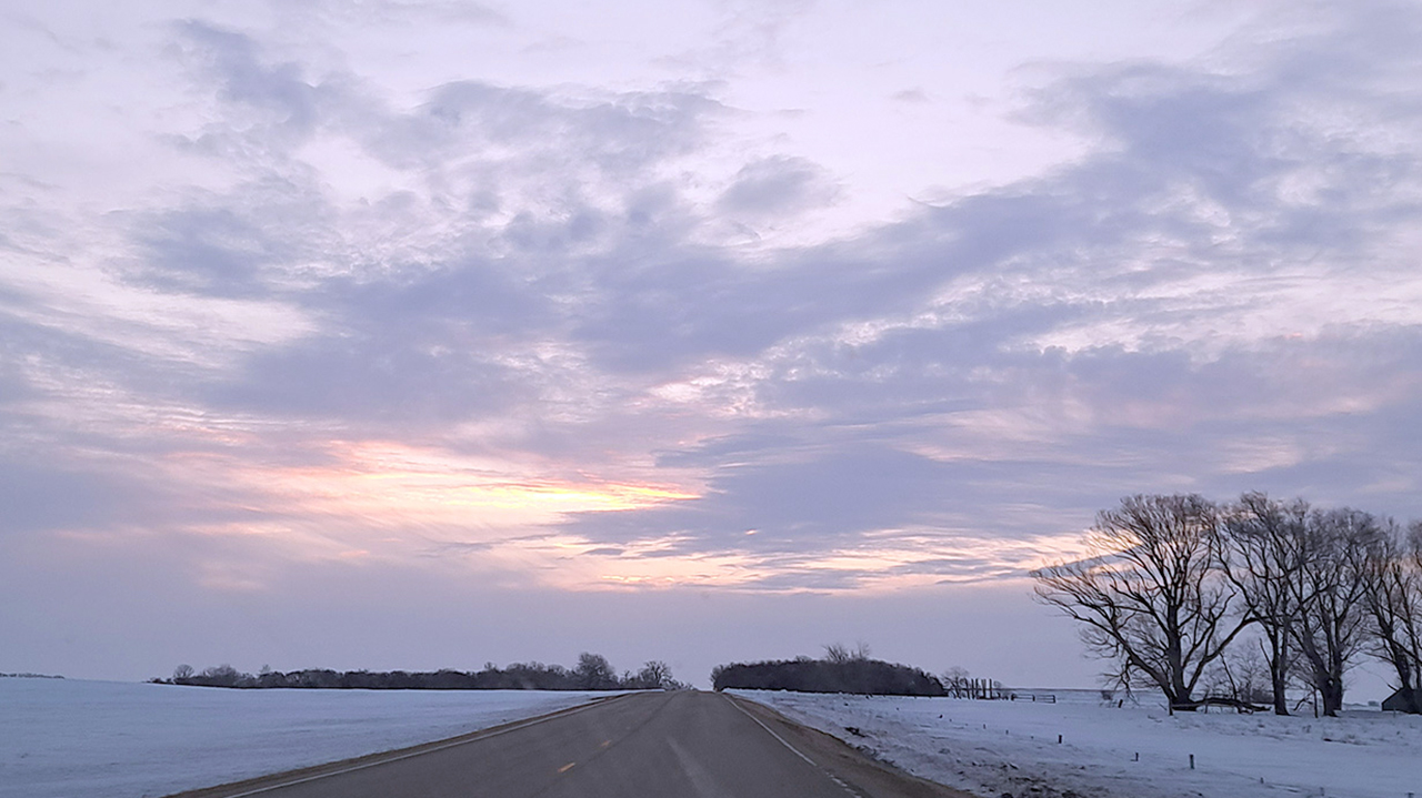 South Dakota sky with sunrise in clouds